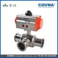 3 way ball valve with spring return pneumatic AT actuator